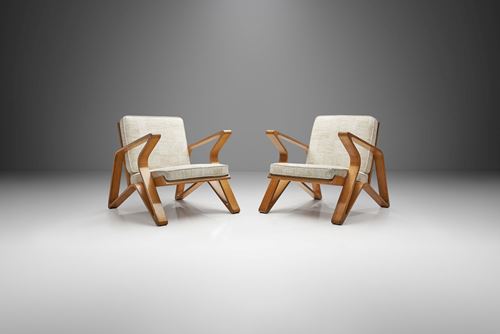 Rare De Coene Frères Lounge Chairs, Belgium 1950s