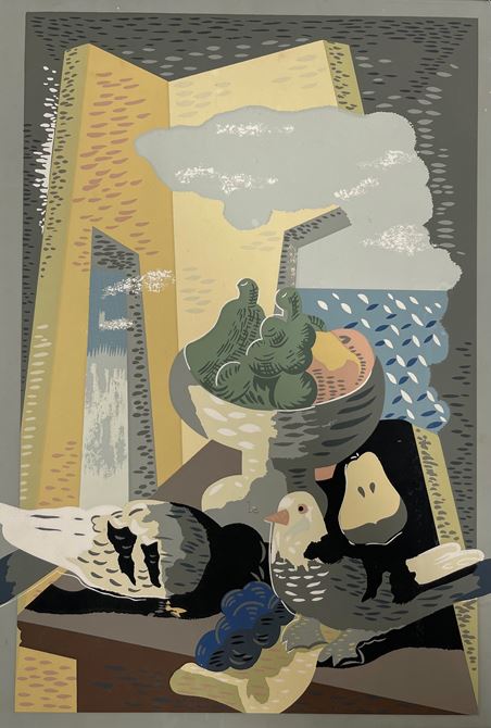 le pigeon et le raisin naar Gino Severini. uit: Fleurs et Masques, London: Etchells and MacDonald, 1930