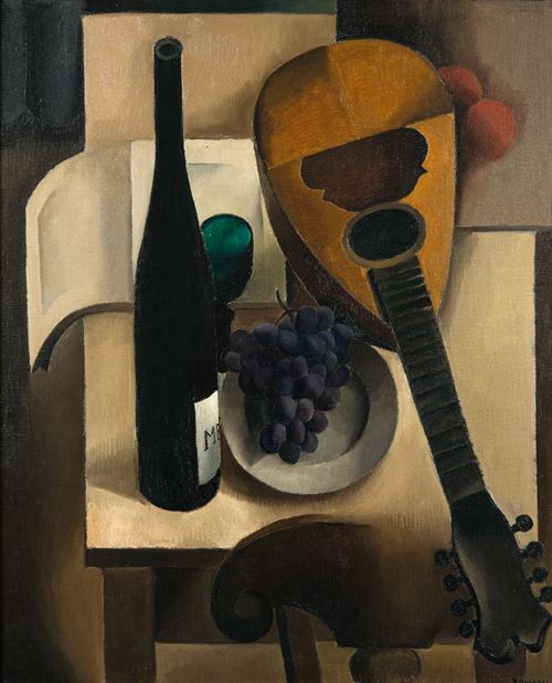 Stilleven met fles en mandoline (ca. 1925)