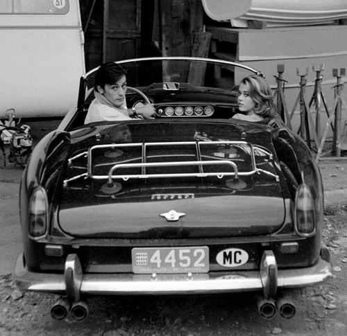 Alain Delon and Jane Fonda arriving at the film set of " Les Felins", ( "Love Cage"), Antibes 1964