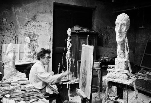 Alberto Giacometti at work in his atelier (I), Paris c.1950