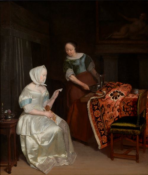 An Interior with a young Woman reading a Letter