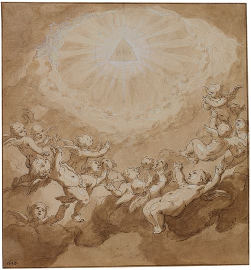 The Tetragrammaton as a Symbol of God the Father in a Glory of winged Children-Angels (1648)