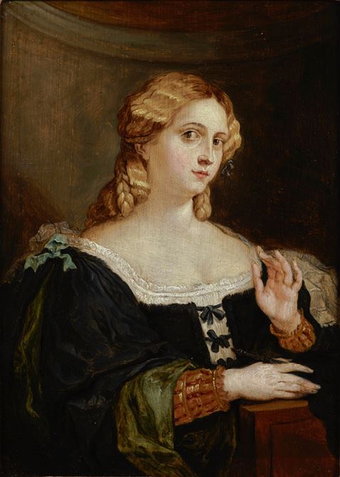 A Portrait of a young Lady in a Blue Dress, after Palma il Vecchio