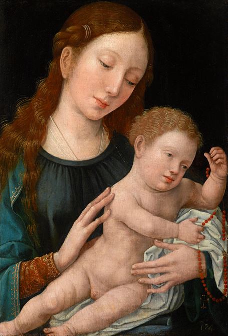 The Madonna and Child, holding a Rosary