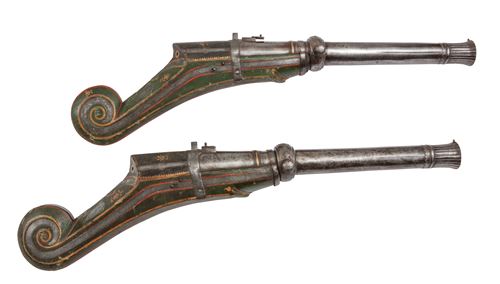 A rare pair of inscribed royal Indian camel guns or zamburak